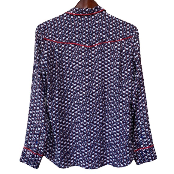 Express Flower Pattern Western Style Button Down Blouse Size Small - Picture 2 of 8